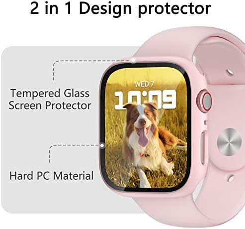 [6 חבילה] Wiskii תואם Apple Watch Series 8 7 45 ממ מארז עם מגן מסך, מחשב קשה דקיק במיוחד כיסוי אטום הלם עבור אביזרי IWatch 45 ממ